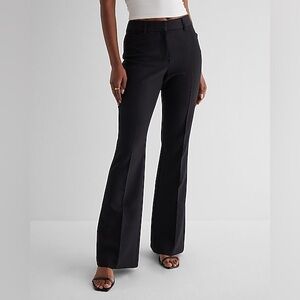 Women’s Express Editor Mid Rise Flare Black Dress Pant
